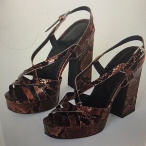 3/$25 BEBO Brown Snake Platform Heels .Size 8
